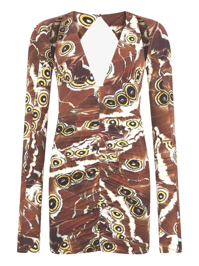 Roberto Cavalli Mini Butterfly Print Dress