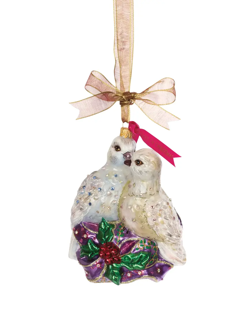 Jay Strongwater Two Turtle Doves Glass Ornament | Thumbnail 3 Jay Strongwater Two Turtle Doves Glass Ornament | Thumbnail 3