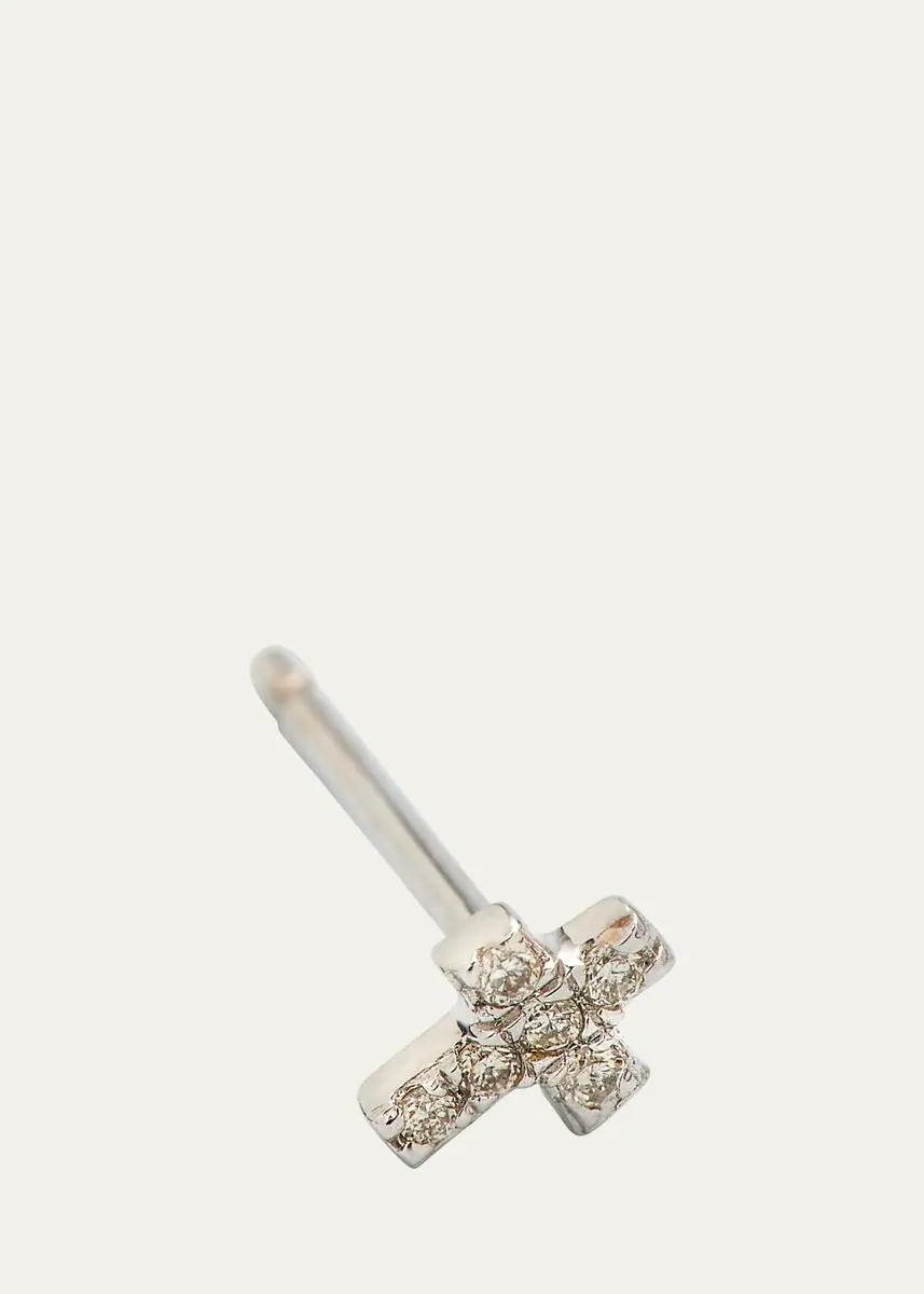 Sydney Evan 14K Yellow Gold Diamond Cross Earring, Single | Thumbnail 3 Sydney Evan 14K Yellow Gold Diamond Cross Earring, Single | Thumbnail 3