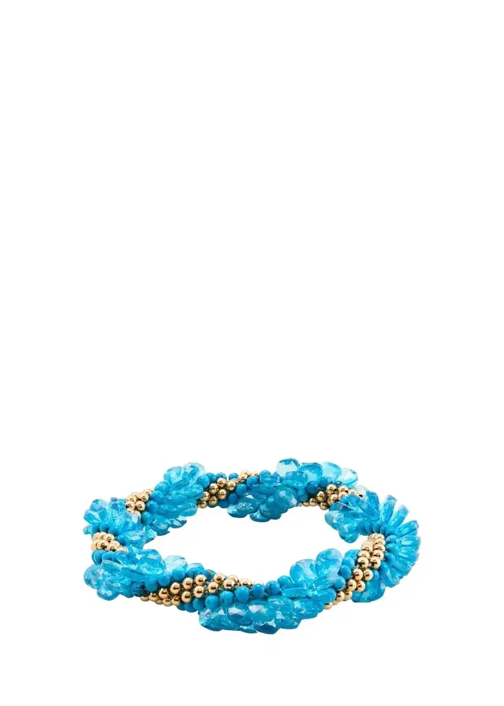 Cheyenne Turquoise, Zircon, Topaz, 14K Gold Bracelet