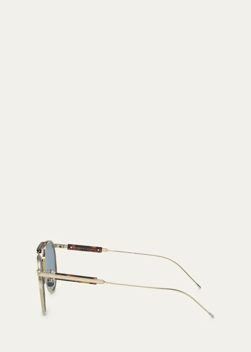 Brunello Cucinelli Sleek Mixed-Media Aviator Sunglasses | Thumbnail 3 Brunello Cucinelli Sleek Mixed-Media Aviator Sunglasses | Thumbnail 3