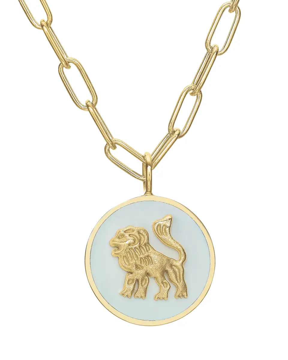 Tracee Nichols 14K Gold Mini Lion White Enamel Token Necklace | Thumbnail 2 Tracee Nichols 14K Gold Mini Lion White Enamel Token Necklace | Thumbnail 2