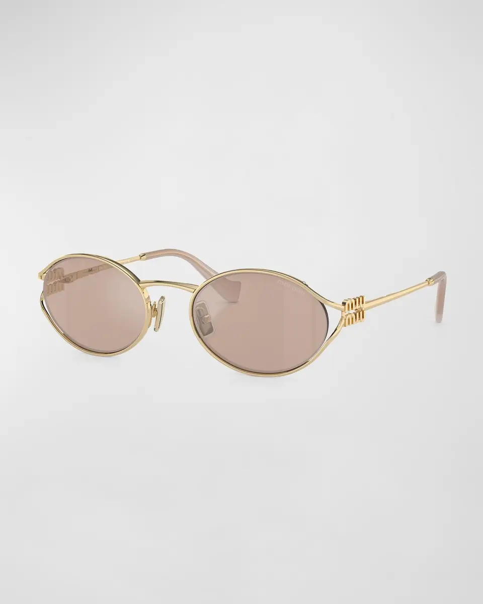 Miu Miu Logo Metal Oval Sunglasses | Thumbnail 3 Miu Miu Logo Metal Oval Sunglasses | Thumbnail 3