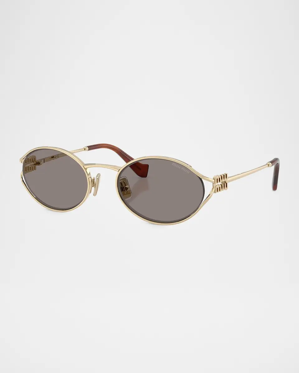 Miu Miu Logo 54mm Metal Round Sunglasses | Thumbnail 3 Miu Miu Logo 54mm Metal Round Sunglasses | Thumbnail 3