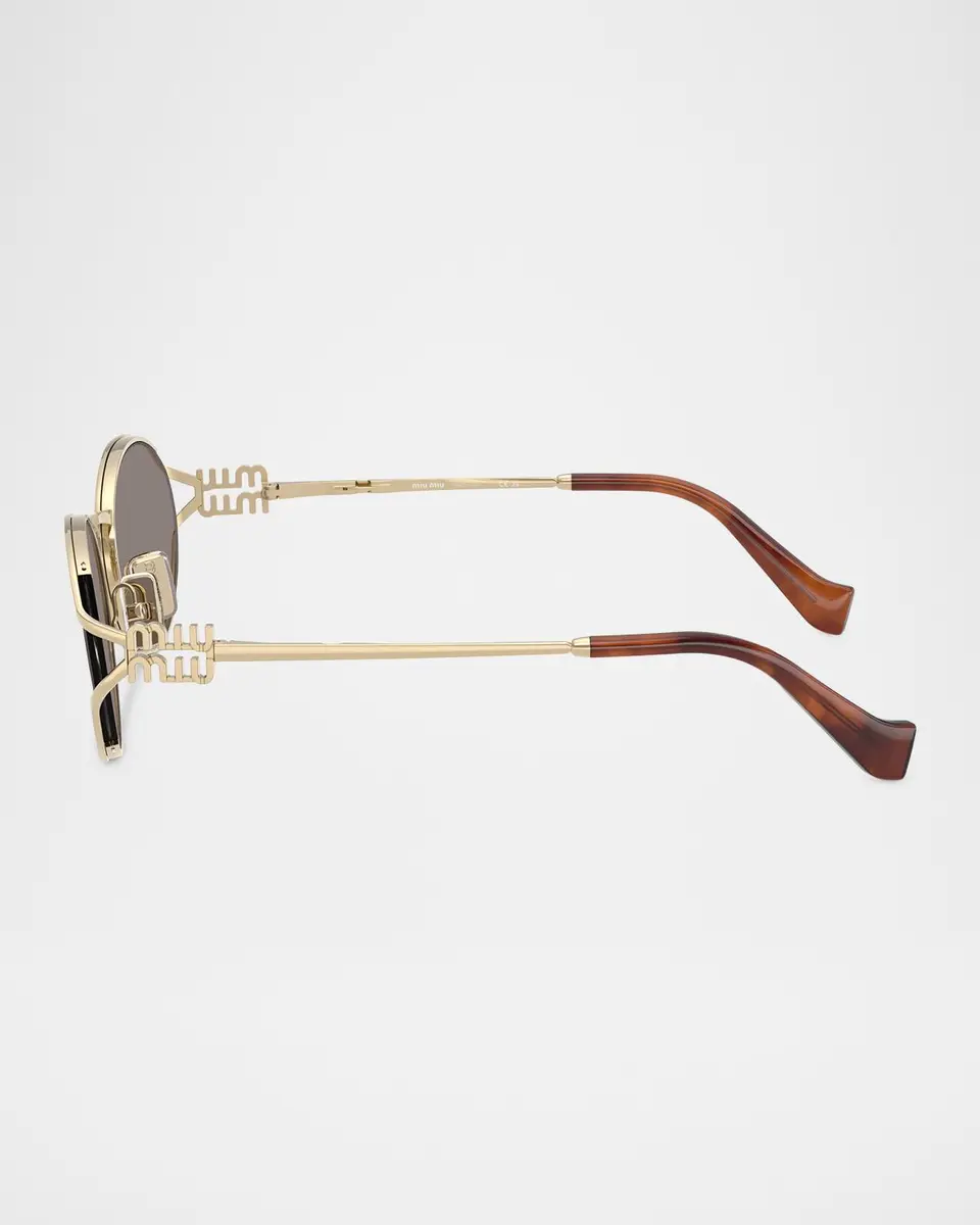 Miu Miu Logo 54mm Metal Round Sunglasses | Thumbnail 4 Miu Miu Logo 54mm Metal Round Sunglasses | Thumbnail 4