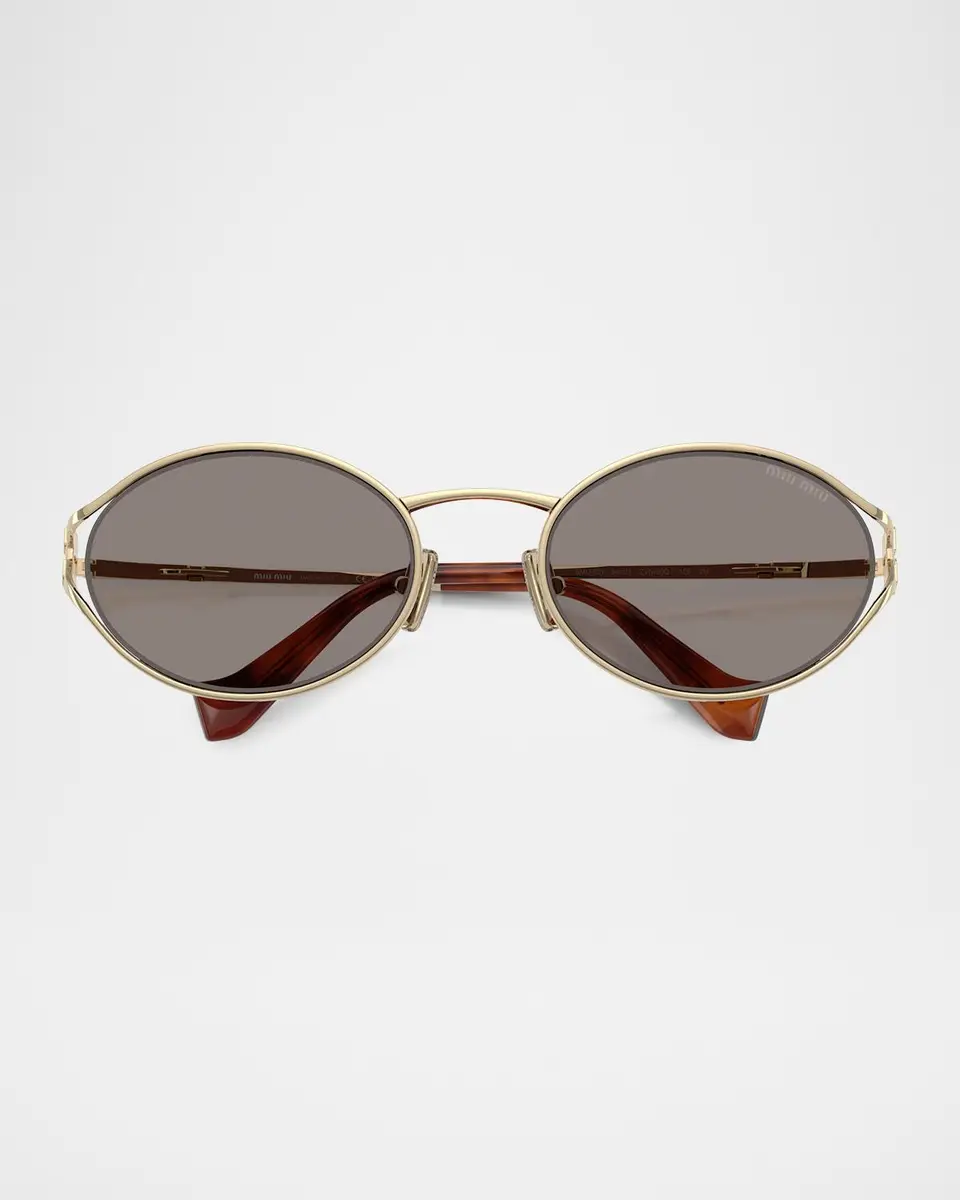 Miu Miu Logo 54mm Metal Round Sunglasses | Thumbnail 5 Miu Miu Logo 54mm Metal Round Sunglasses | Thumbnail 5