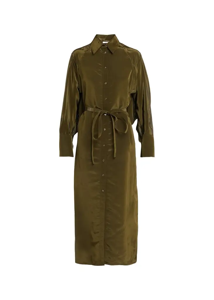 FFORME Keya Satin Maxi Shirtdress