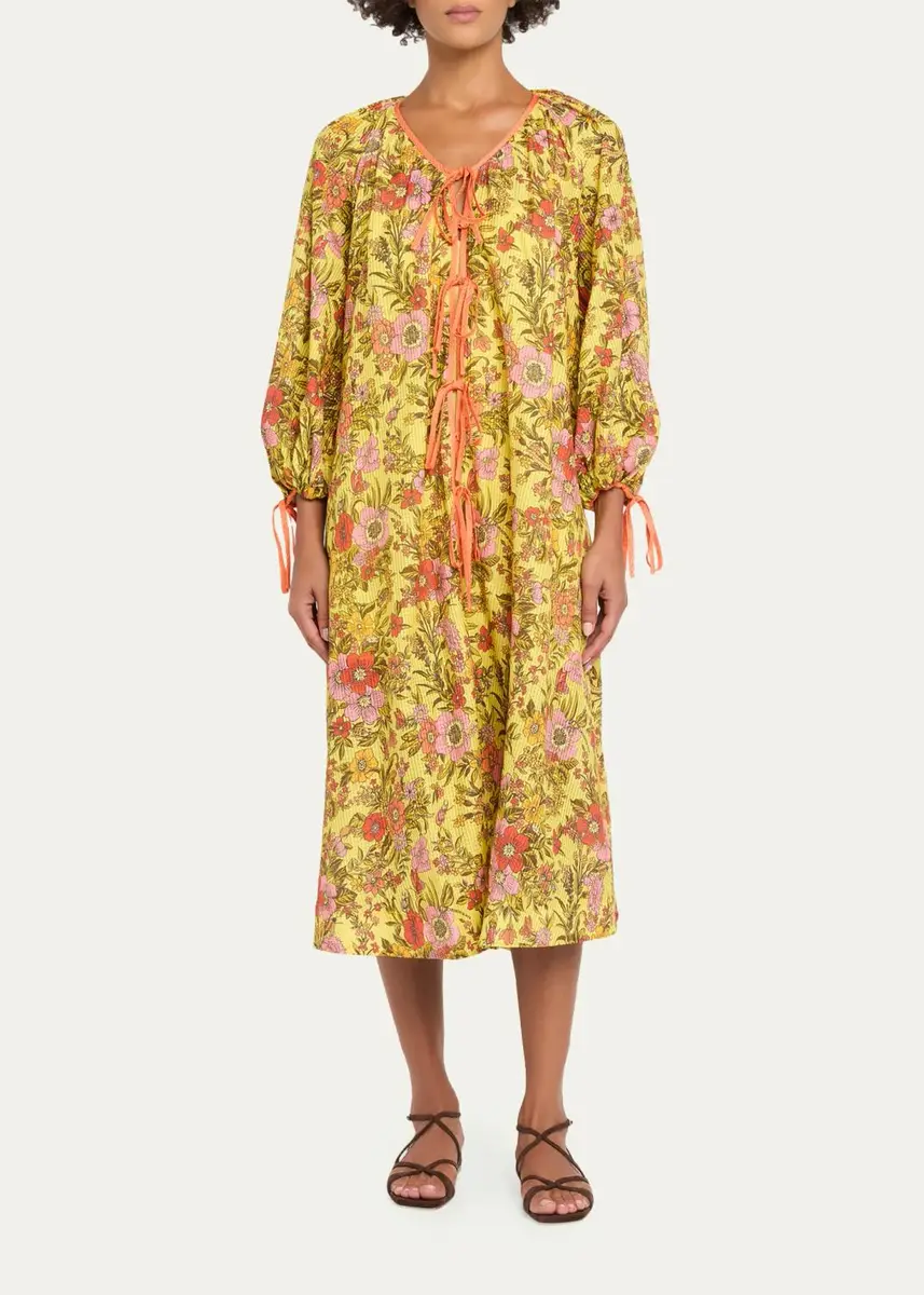 ALÉMAIS Kitty Floral Tie Midi Dress | Thumbnail 2 ALÉMAIS Kitty Floral Tie Midi Dress | Thumbnail 2