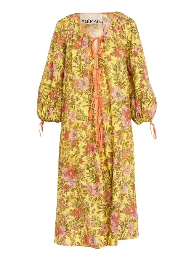 Kitty Floral Tie Midi Dress