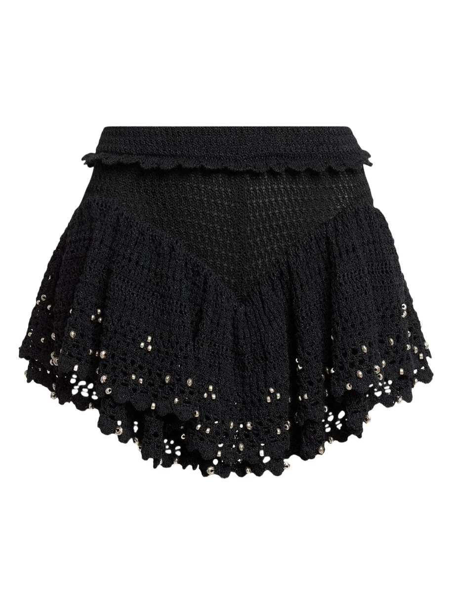 Isabel Marant Metuanie Tiered Crochet Knit Mini Skirt