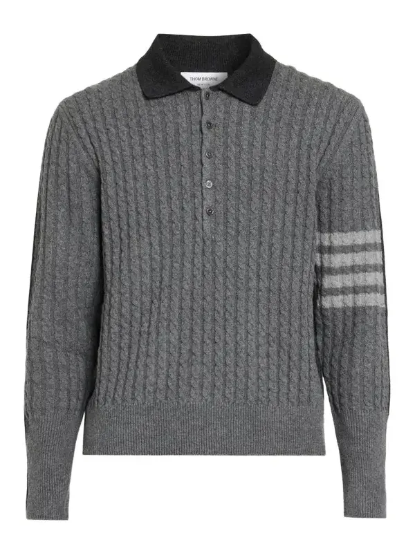 Men's Wool 4-Bar Cable Polo Sweater Men's Wool 4-Bar Cable Polo Sweater