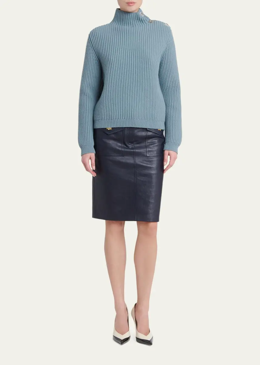 Ferragamo Nappa Leather Knee-Length Skirt | Thumbnail 2