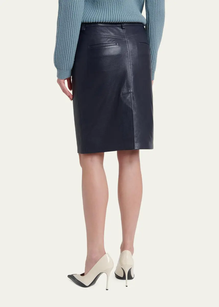 Ferragamo Nappa Leather Knee-Length Skirt | Thumbnail 3