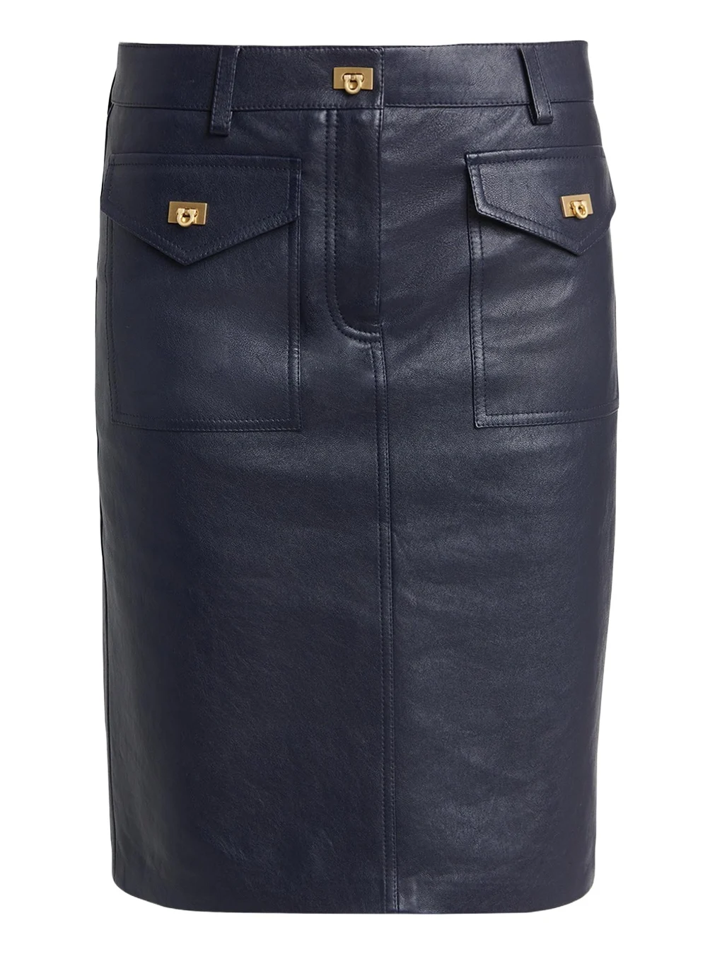 Ferragamo Nappa Leather Knee-Length Skirt