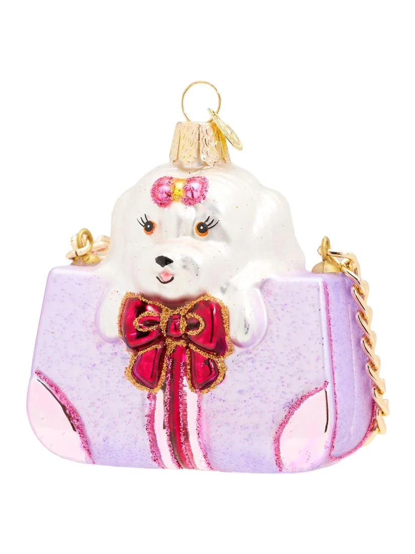 Old World Christmas Posh Pup In Purse Christmas Ornament