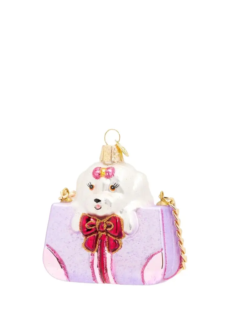 Old World Christmas Posh Pup In Purse Christmas Ornament