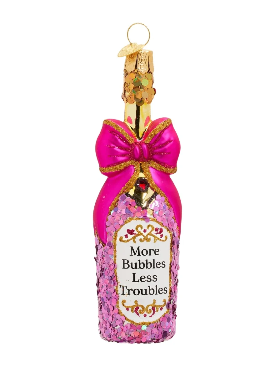Old World Christmas Bottle with Bow Christmas Ornament