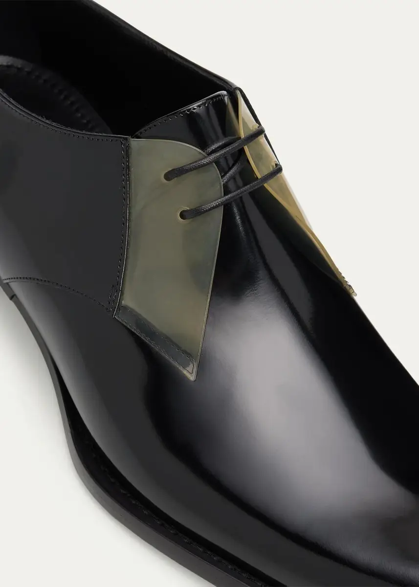 Saint Laurent Men's Nico Clear-Panel Leather Derby Shoes | Thumbnail 3 Saint Laurent Men's Nico Clear-Panel Leather Derby Shoes | Thumbnail 3