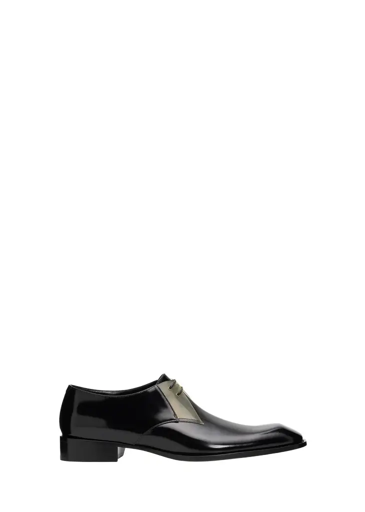 Saint Laurent Men's Nico Clear-Panel Leather Derby Shoes