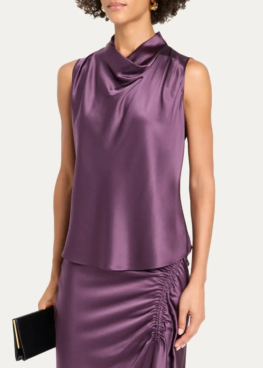 Veronica Beard Tam Silk-Blend Cowlneck Top | Thumbnail 8