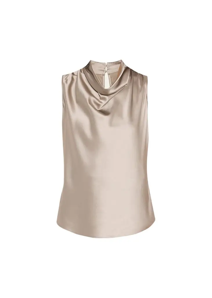 Tam Silk-Blend Cowlneck Top