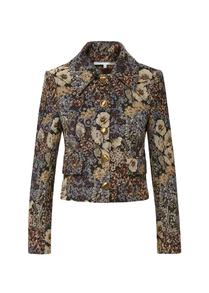 Mabel Floral Tapestry Brocade Cropped Jacket Mabel Floral Tapestry Brocade Cropped Jacket