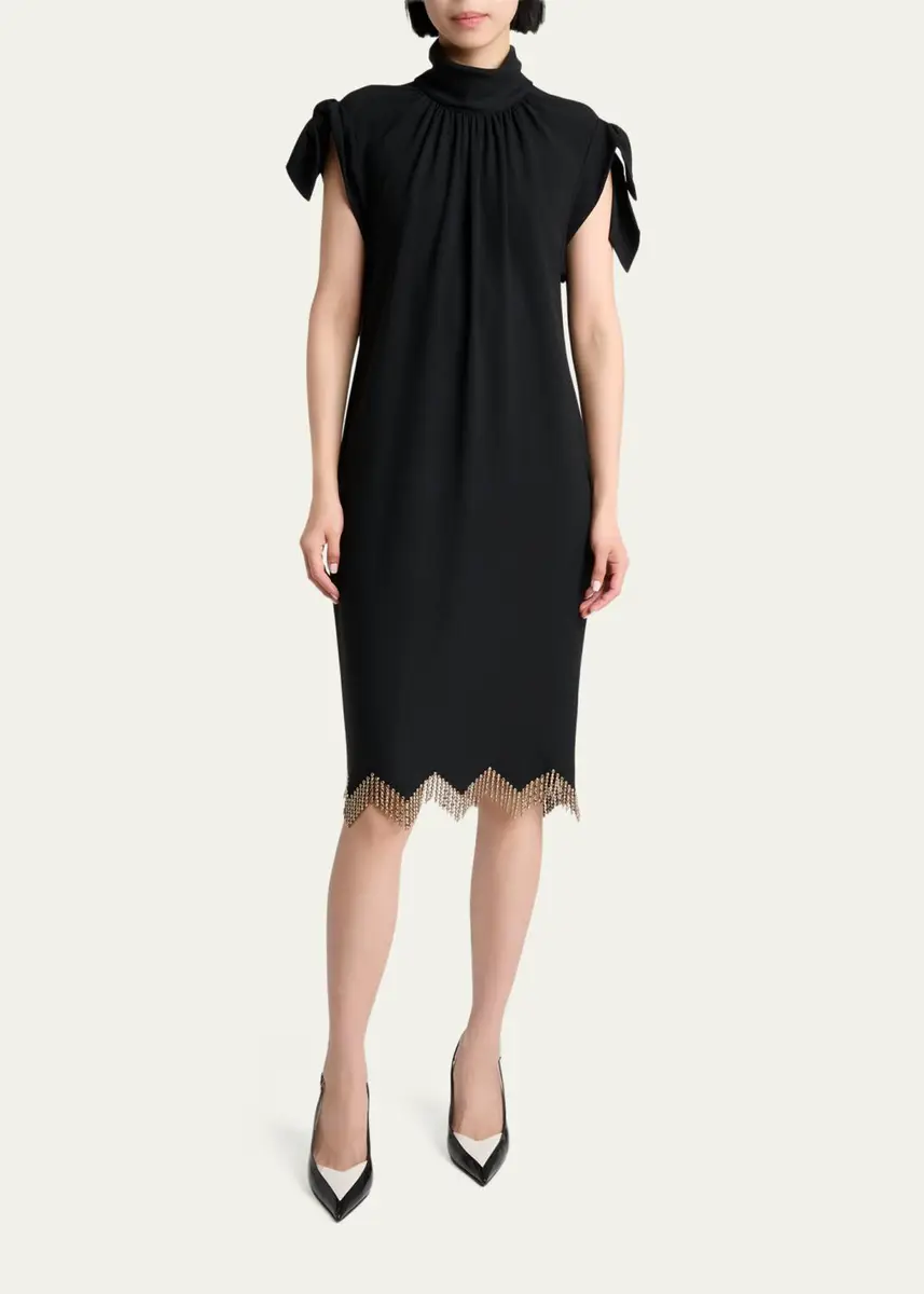 Lanvin Knotted-Shoulder Fringe Midi Dress | Thumbnail 2 Lanvin Knotted-Shoulder Fringe Midi Dress | Thumbnail 2