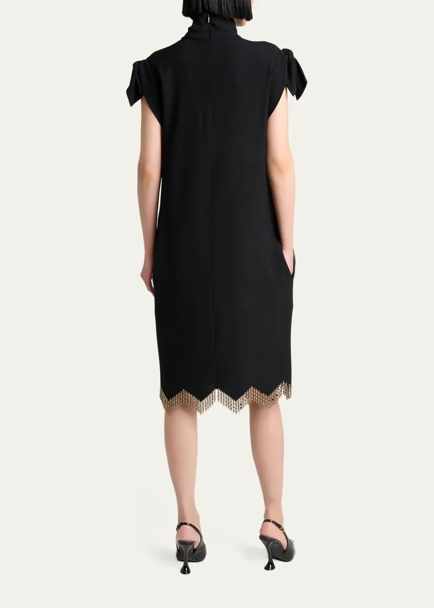 Lanvin Knotted-Shoulder Fringe Midi Dress | Thumbnail 3 Lanvin Knotted-Shoulder Fringe Midi Dress | Thumbnail 3
