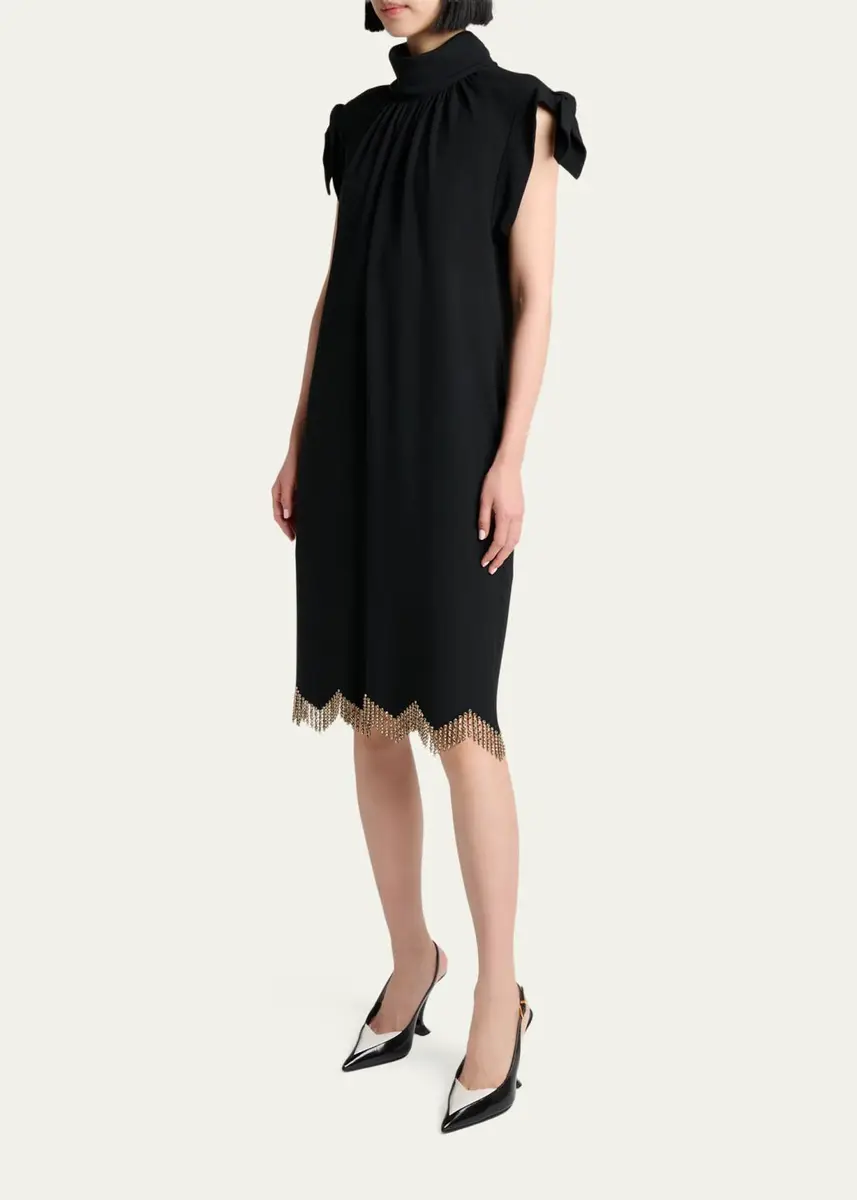 Lanvin Knotted-Shoulder Fringe Midi Dress | Thumbnail 4 Lanvin Knotted-Shoulder Fringe Midi Dress | Thumbnail 4