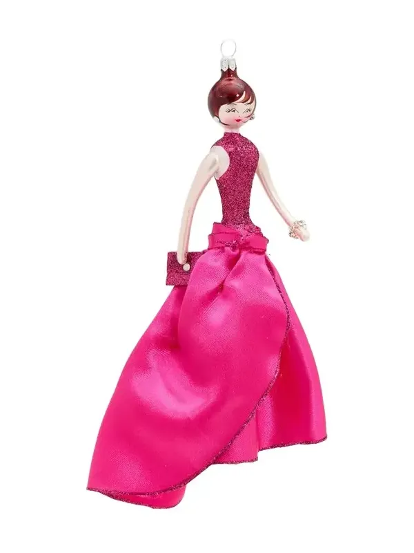De Carlini Lady In Gown Glass Christmas Ornament