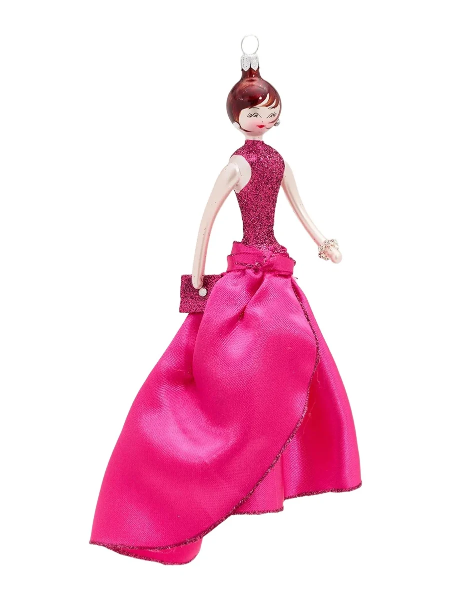 De Carlini Lady In Gown Glass Christmas Ornament