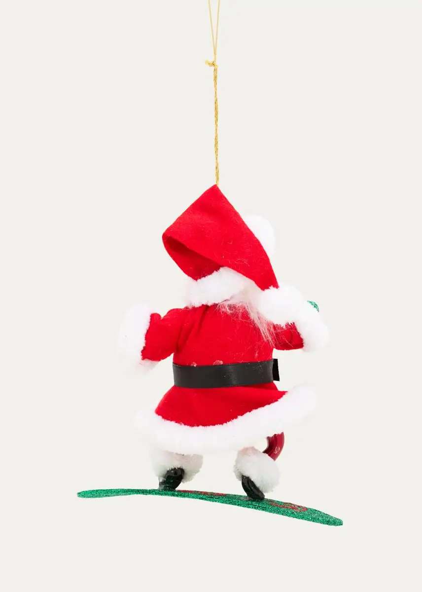 De Carlini Snowboarding Santa Claus Glass Ornament | Thumbnail 2