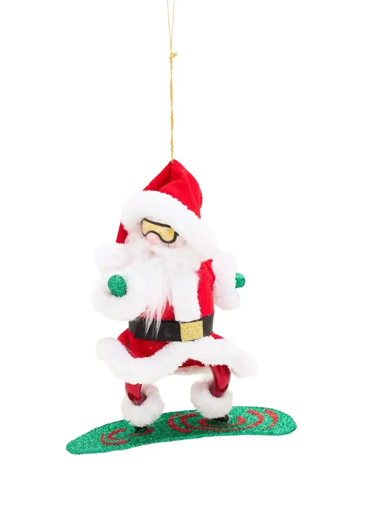 Snowboarding Santa Claus Glass Ornament Snowboarding Santa Claus Glass Ornament