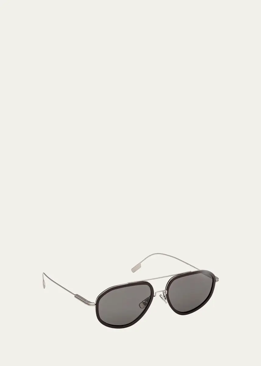 Zegna Men's Double-Bridge Titanium Aviator Sunglasses | Thumbnail 3 Zegna Men's Double-Bridge Titanium Aviator Sunglasses | Thumbnail 3