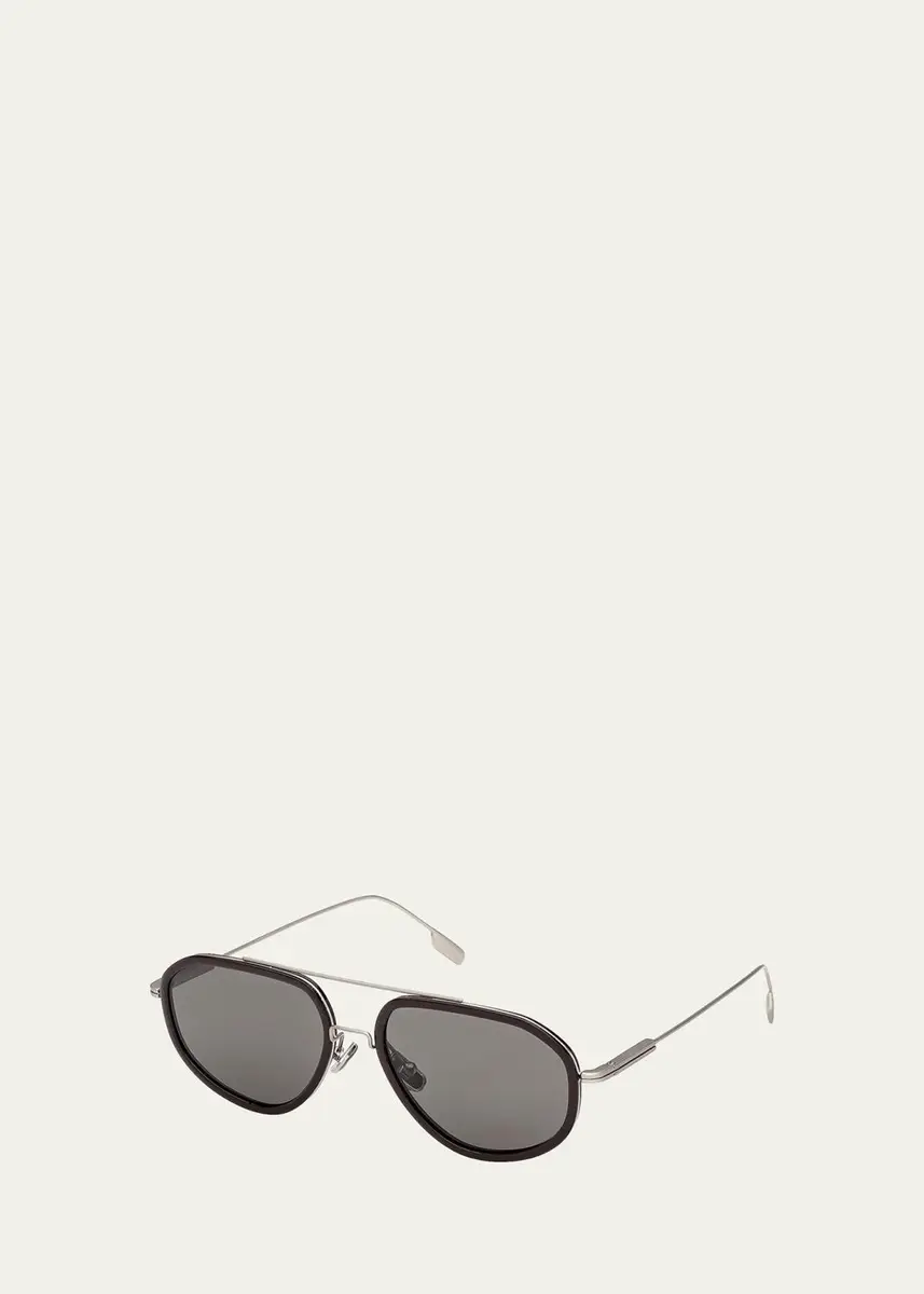 Zegna Men's Double-Bridge Titanium Aviator Sunglasses | Thumbnail 4 Zegna Men's Double-Bridge Titanium Aviator Sunglasses | Thumbnail 4