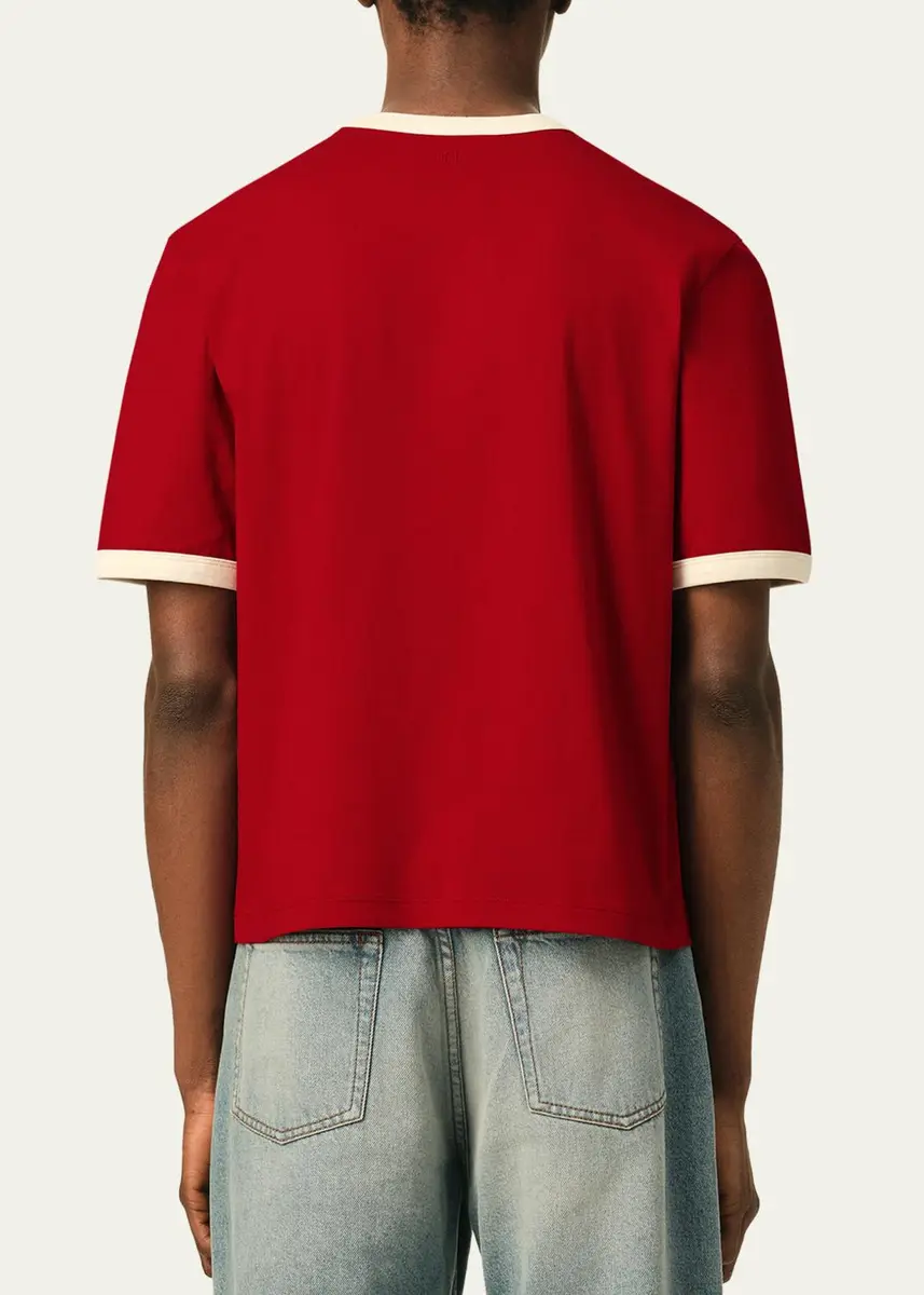 AMI PARIS Men's Contrast-Trim Short-Sleeve T-Shirt | Thumbnail 3 AMI PARIS Men's Contrast-Trim Short-Sleeve T-Shirt | Thumbnail 3