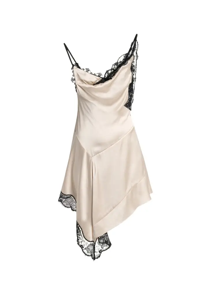 Isabel Marant Anaziae Asymmetric Lace & Silk Mini Slip Dress