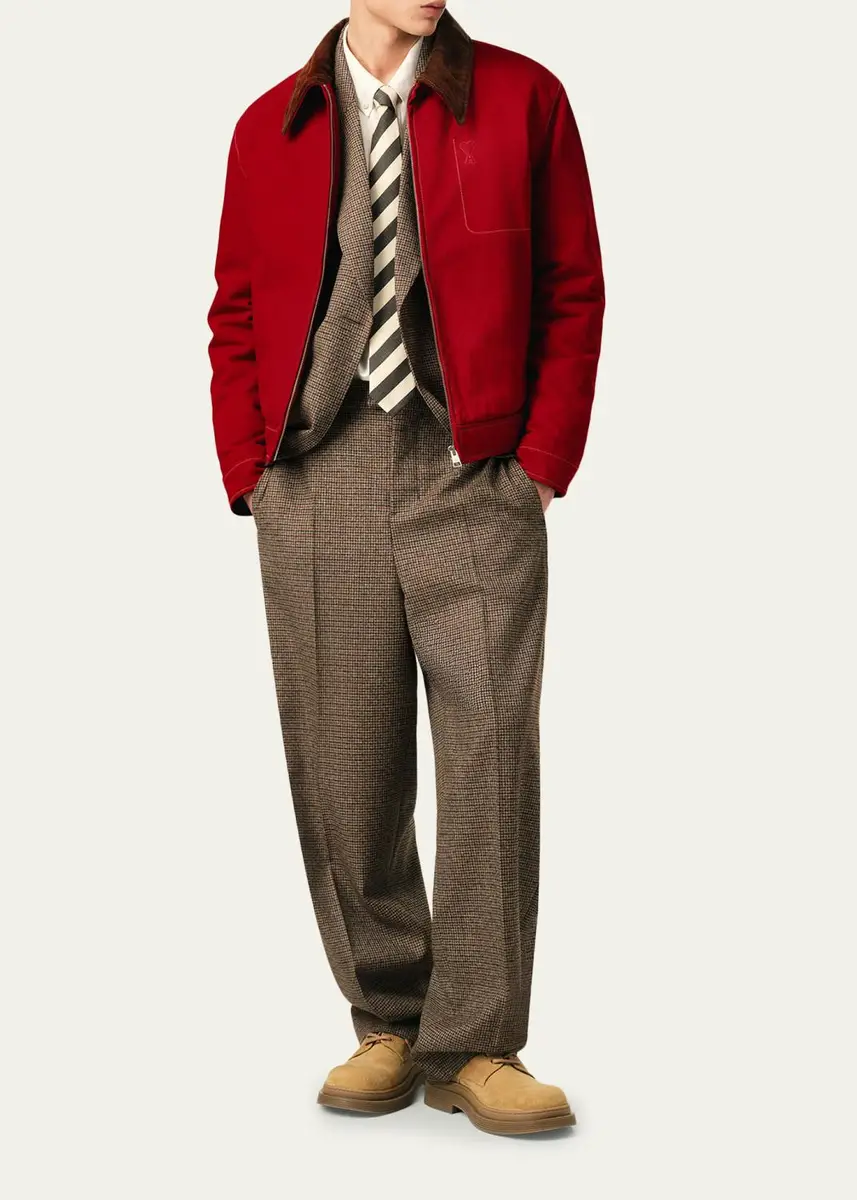 AMI PARIS Men's Corduroy-Collar Cotton Jacket | Thumbnail 2 AMI PARIS Men's Corduroy-Collar Cotton Jacket | Thumbnail 2