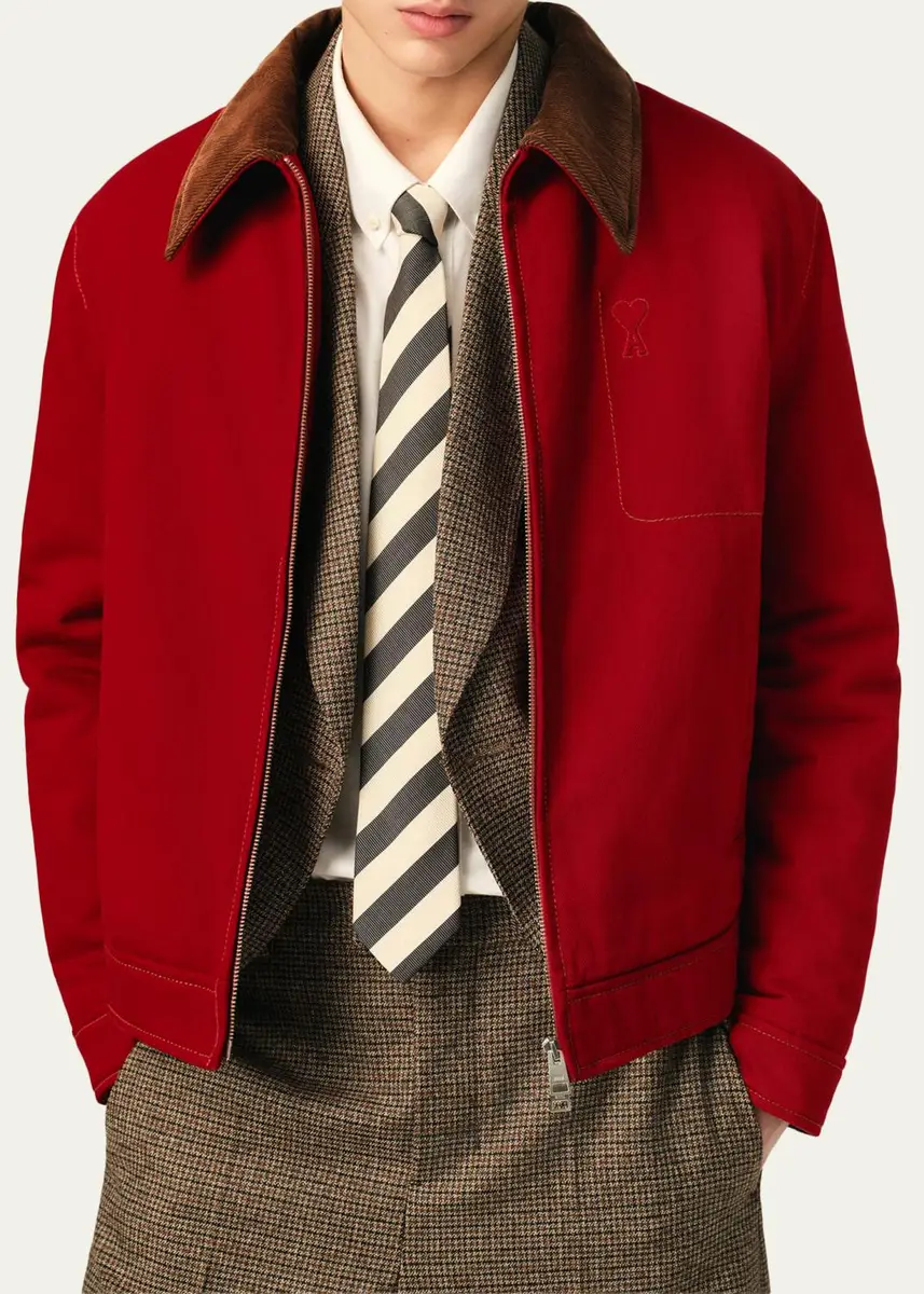 AMI PARIS Men's Corduroy-Collar Cotton Jacket | Thumbnail 4 AMI PARIS Men's Corduroy-Collar Cotton Jacket | Thumbnail 4