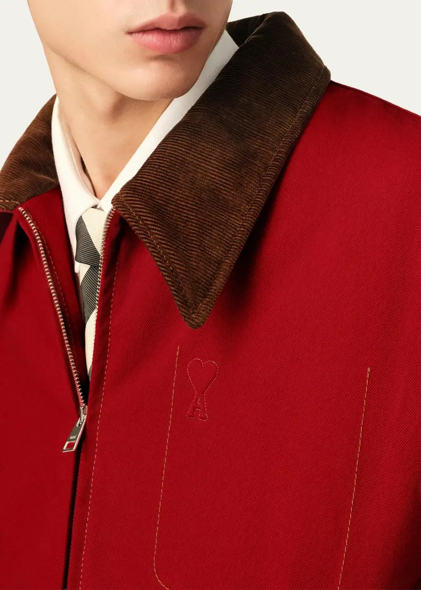 AMI PARIS Men's Corduroy-Collar Cotton Jacket | Thumbnail 5 AMI PARIS Men's Corduroy-Collar Cotton Jacket | Thumbnail 5