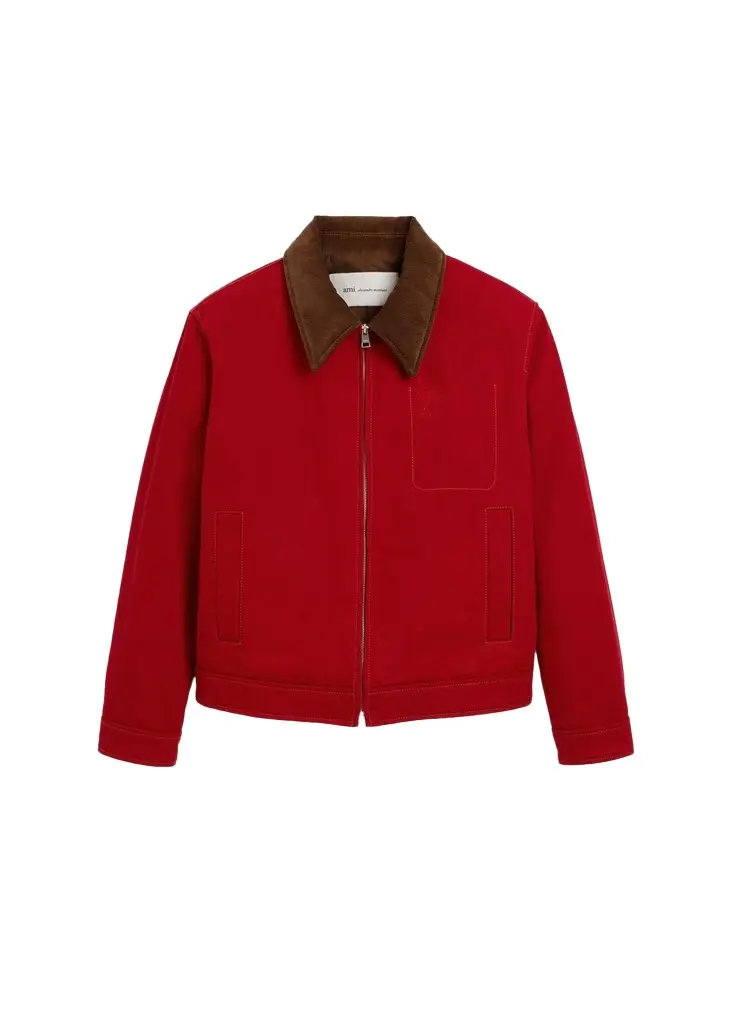 AMI PARIS Men's Corduroy-Collar Cotton Jacket