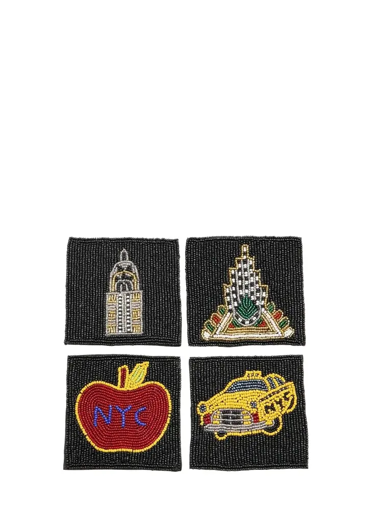 NYC Beaded Coasters, Set of 4 NYC Beaded Coasters, Set of 4