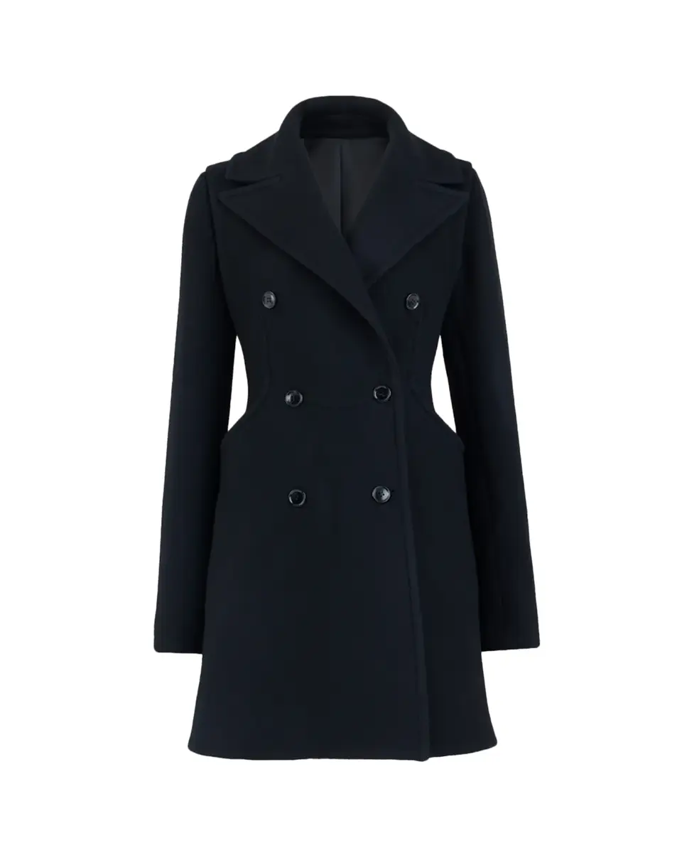 Alaïa Curved Pocket Double-Breasted Wool Coat | Thumbnail 2 Alaïa Curved Pocket Double-Breasted Wool Coat | Thumbnail 2