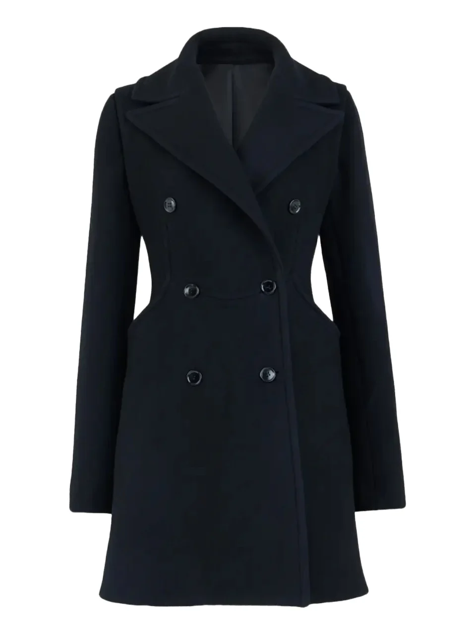 Alaïa Curved Pocket Double-Breasted Wool Coat
