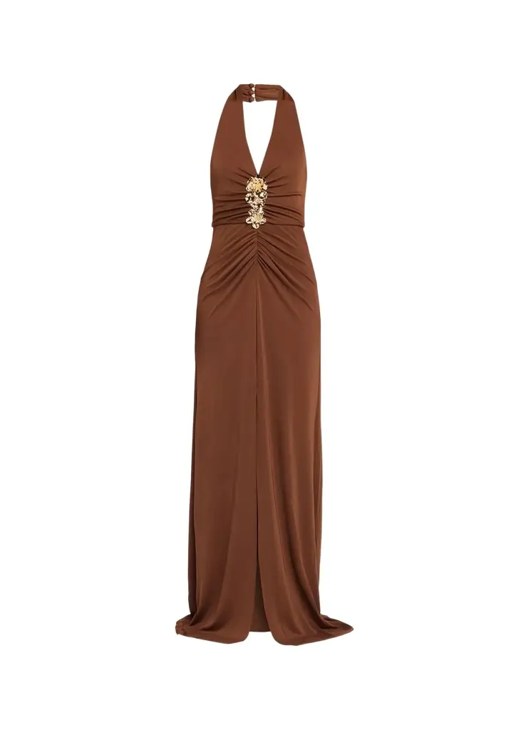 Cinq à Sept Kessan Embellished Halter Gown