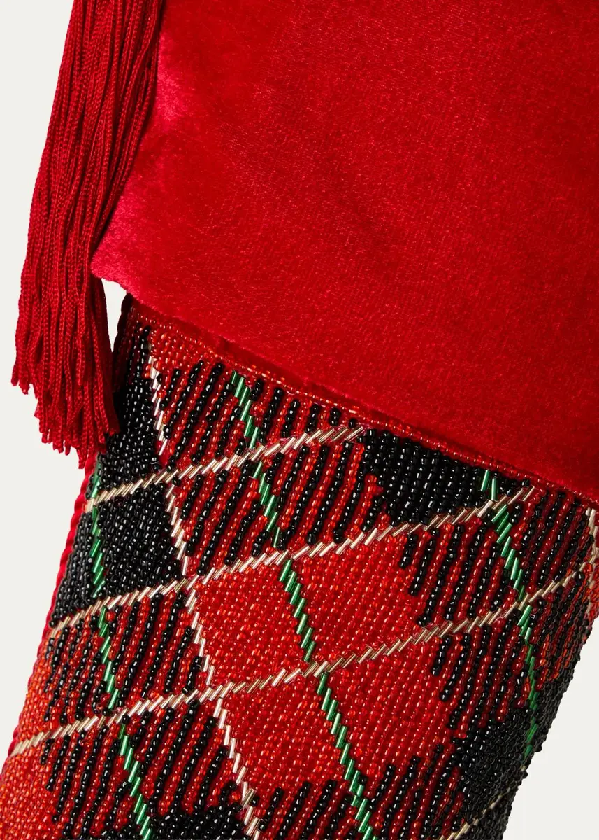 Sudha Pennathur Embellished Plaid Stocking | Thumbnail 2 Sudha Pennathur Embellished Plaid Stocking | Thumbnail 2