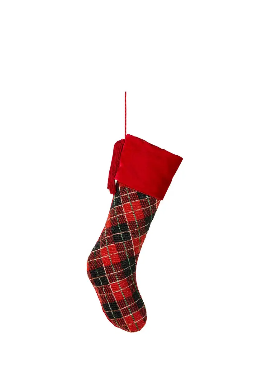 Sudha Pennathur Embellished Plaid Stocking | Thumbnail 3 Sudha Pennathur Embellished Plaid Stocking | Thumbnail 3