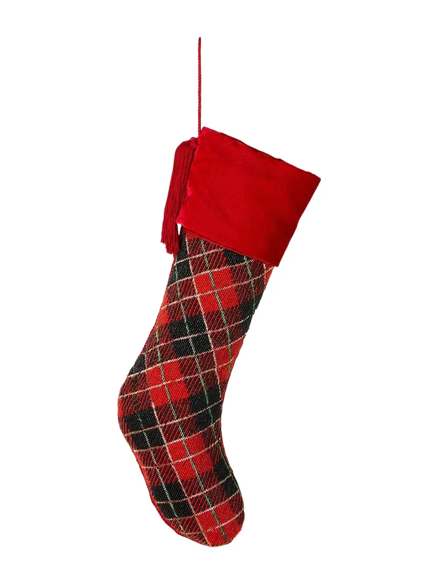 Sudha Pennathur Embellished Plaid Stocking
