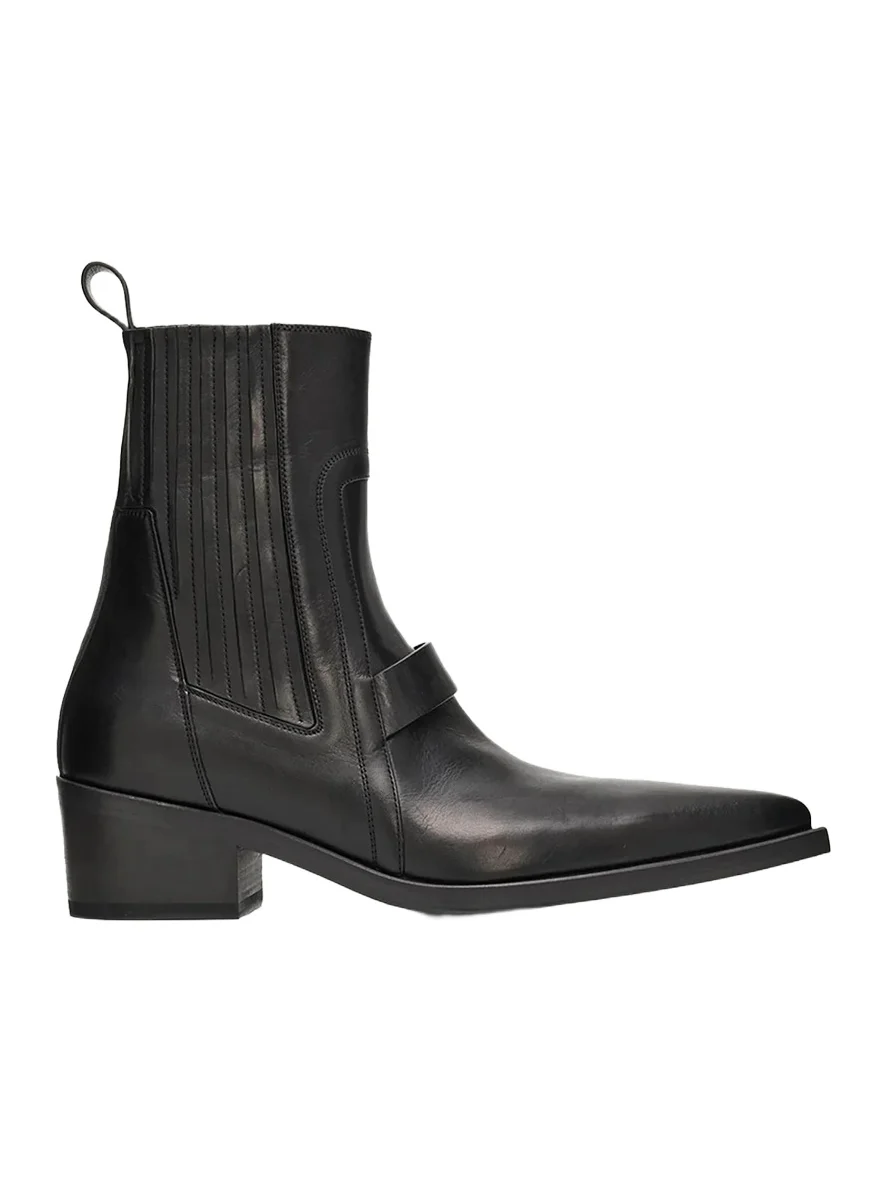 Men's Tower Pointed Sliver Leather Boots Men's Tower Pointed Sliver Leather Boots