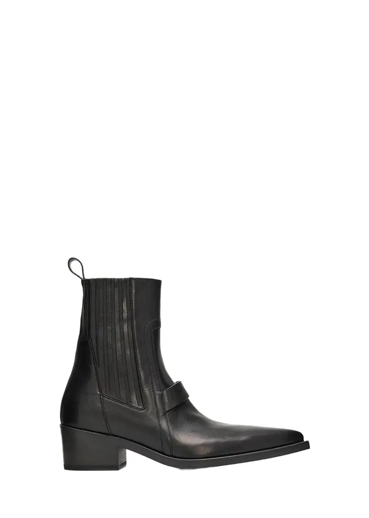 Rick Owens Men's Tower Pointed Sliver Leather Boots